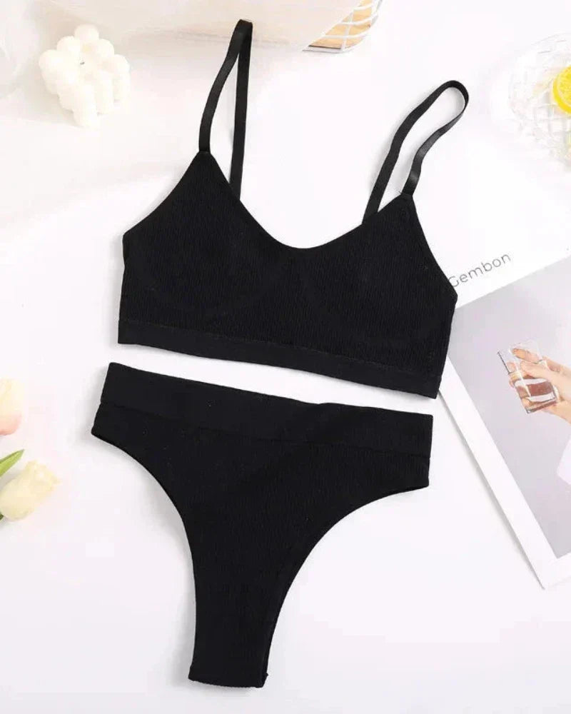 Pohodlná sada spodního prádla z žebrovaného materiálu