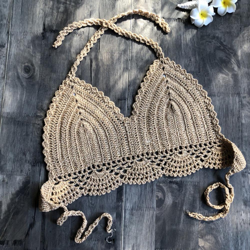 Háčkovaná plavecká podprsenka s nízkým lemem