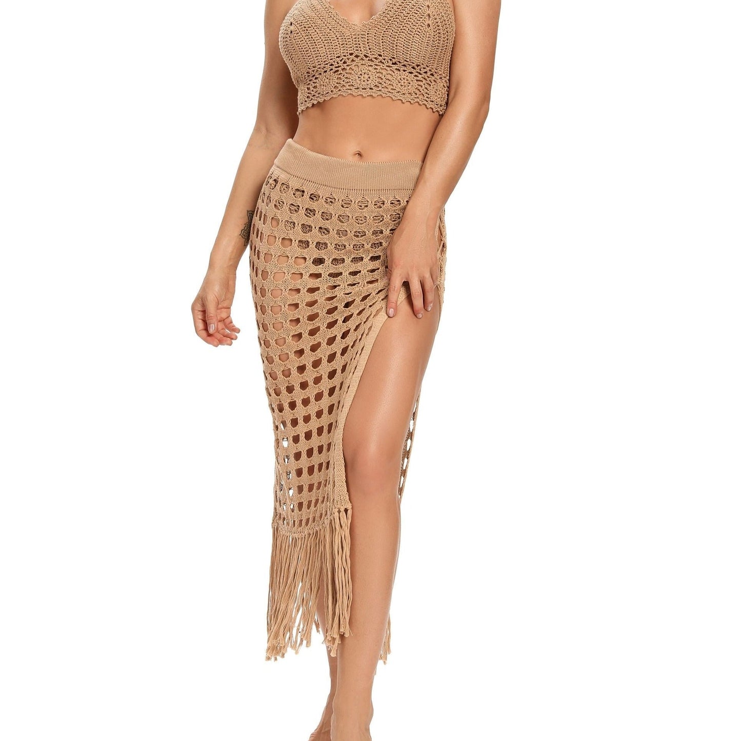 Klasické háčkované pareo v jednobarevné barvě