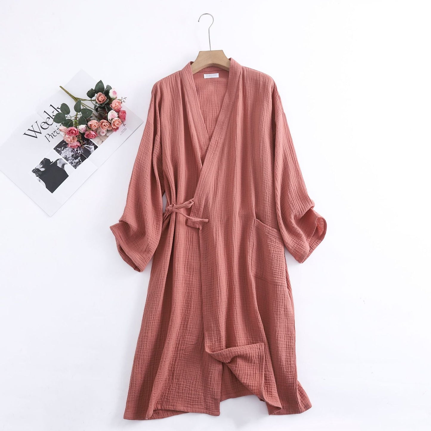 Texturovaný pevný župan s kapsami