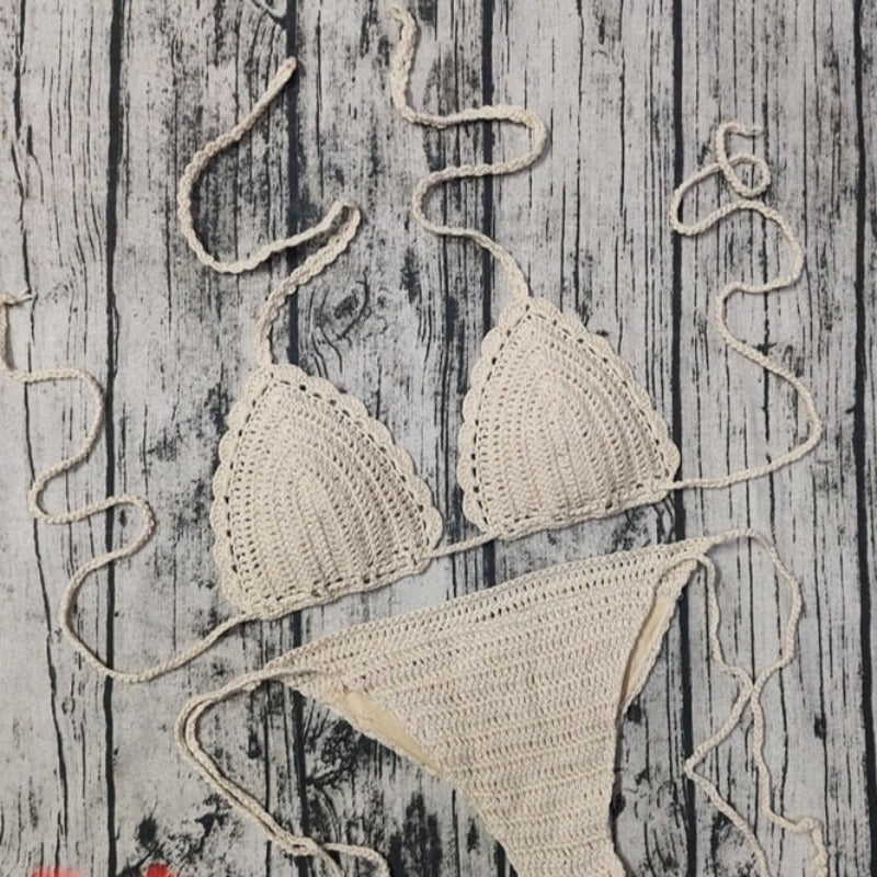 Dvoudílné jednobarevné háčkované bikiny