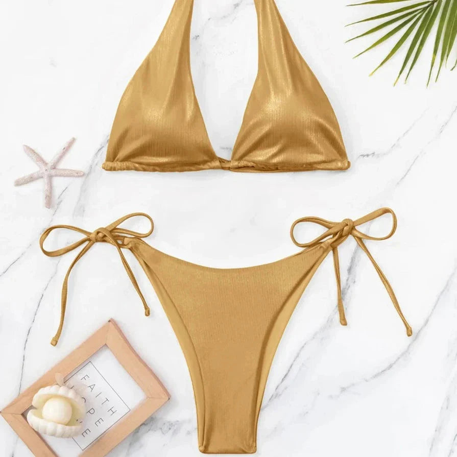 Dvoudílné bikiny s ramínky na krk