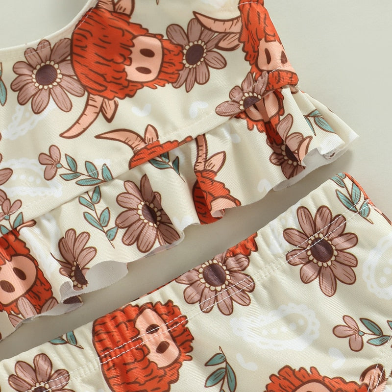 Dvoudílné dívčí plavky s květinovým vzorem