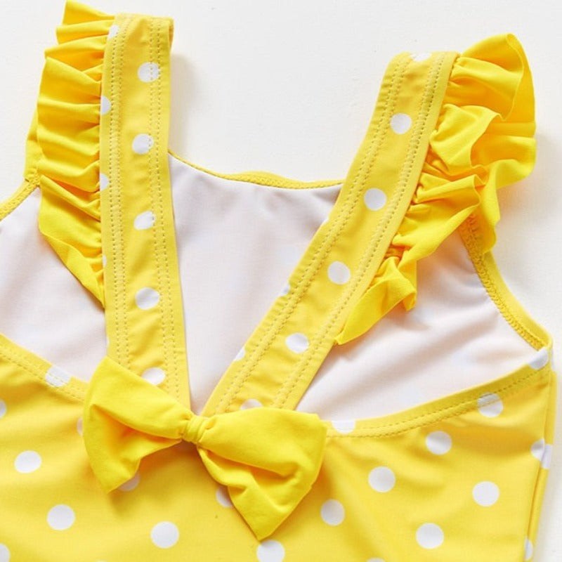 Jednodílné puntíkované plavky pro dívky