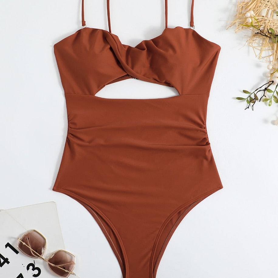 Jednodílné plavky Monokini s výstřihem