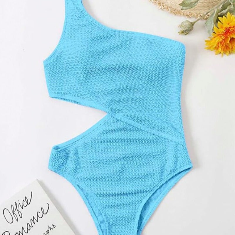 Asymetrické monokini jednodílné plavky na jedno rameno