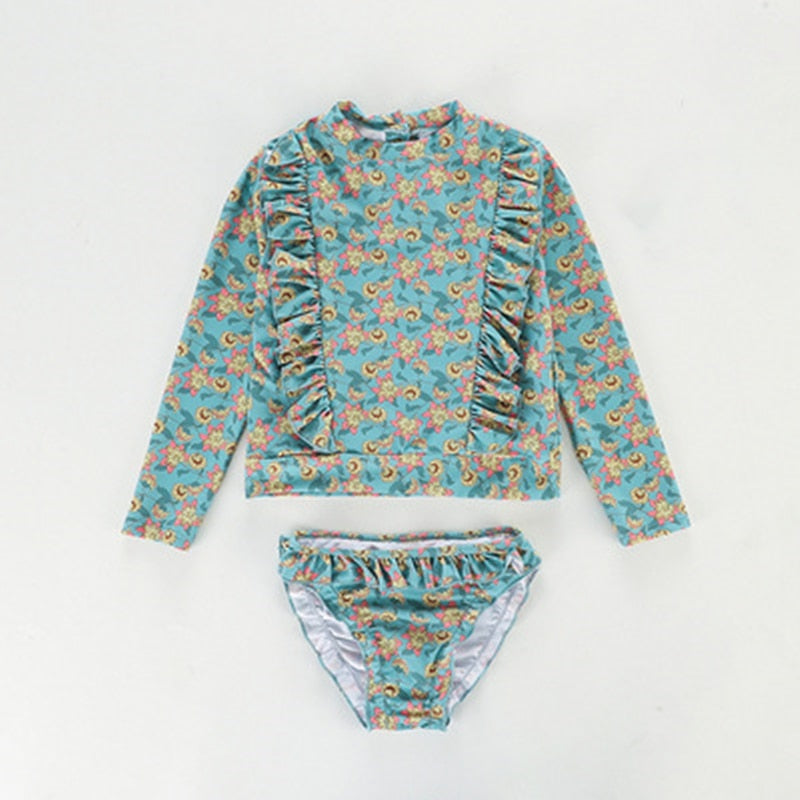 Dvoudílné plavky s dlouhým rukávem pro dívky