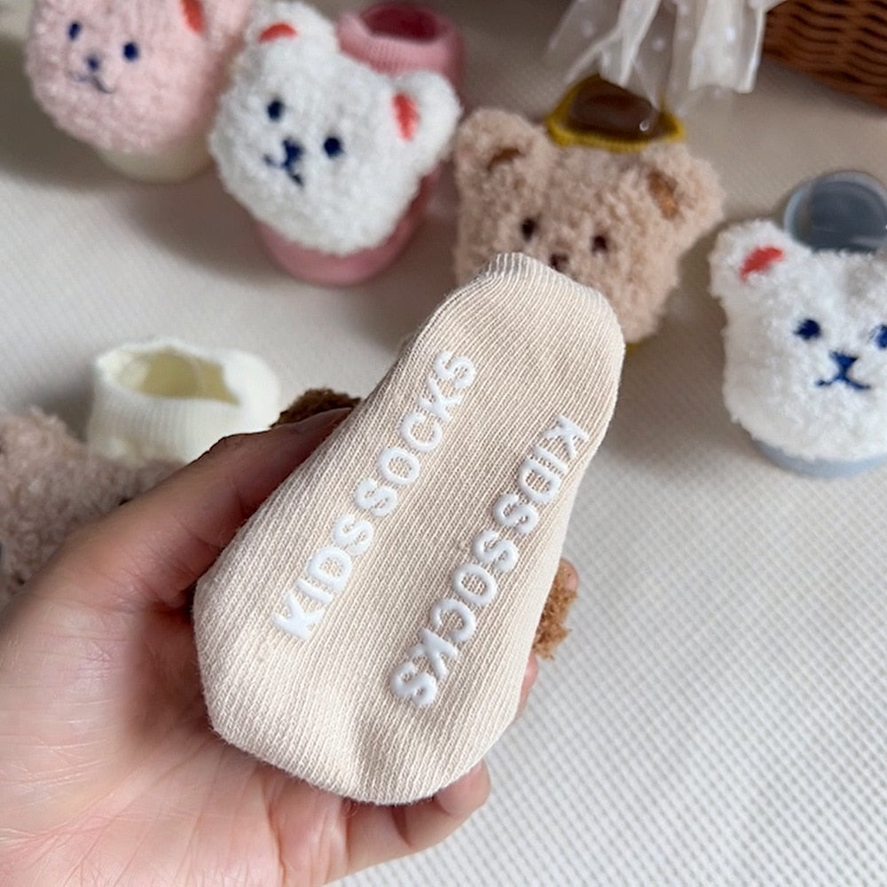 Dětské protiskluzové ponožky s plyšovým medvídkem