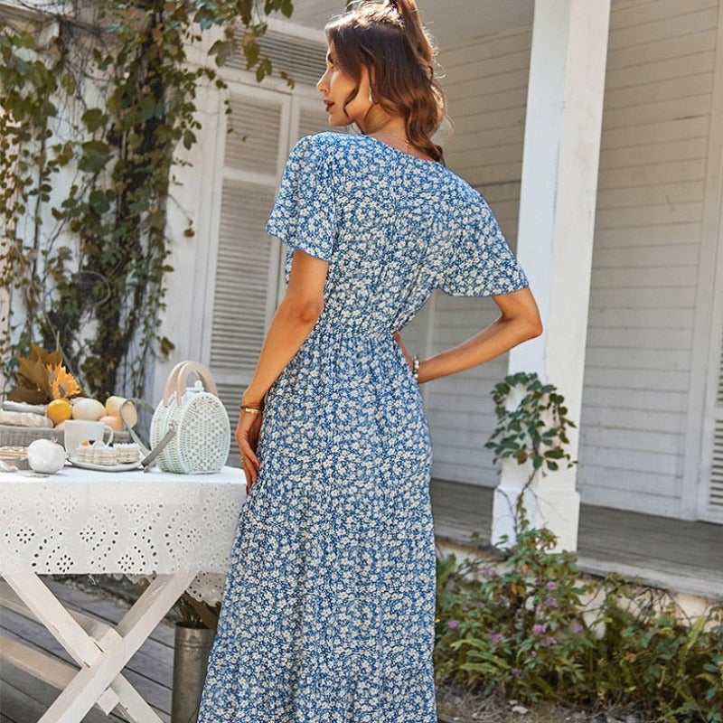 Maxi letní šaty s krátkým rukávem