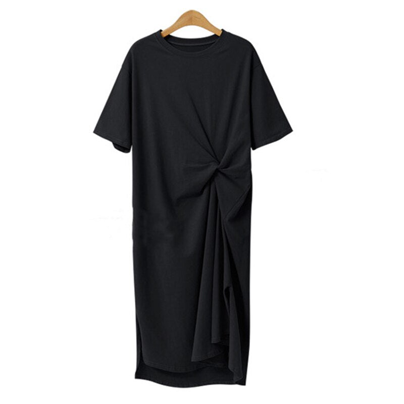 Letní midi šaty s tričkem a zavazováním