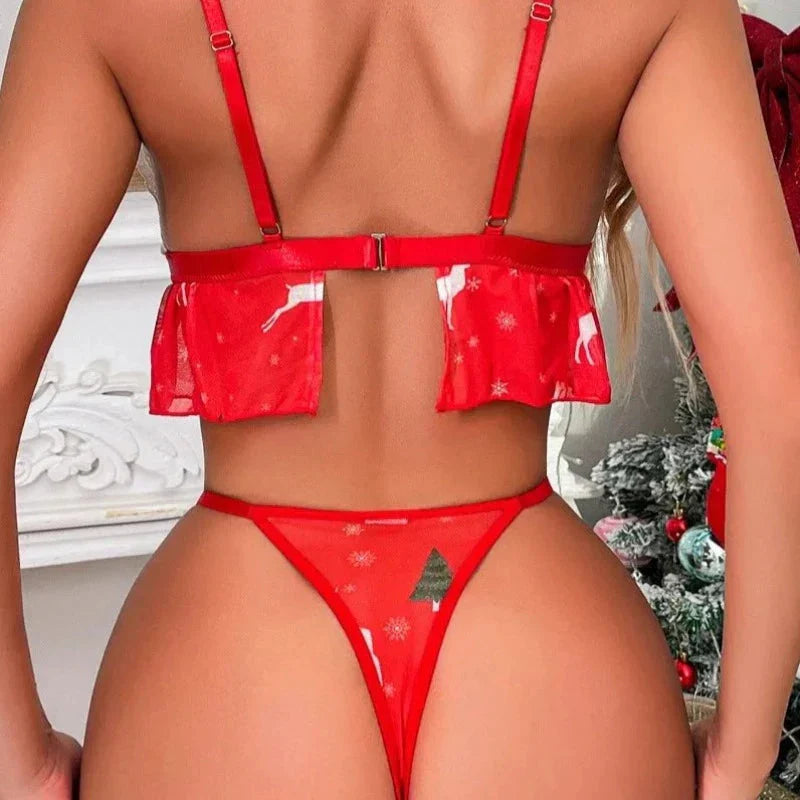 Vánoční spodní prádlo s volánky a krajkou