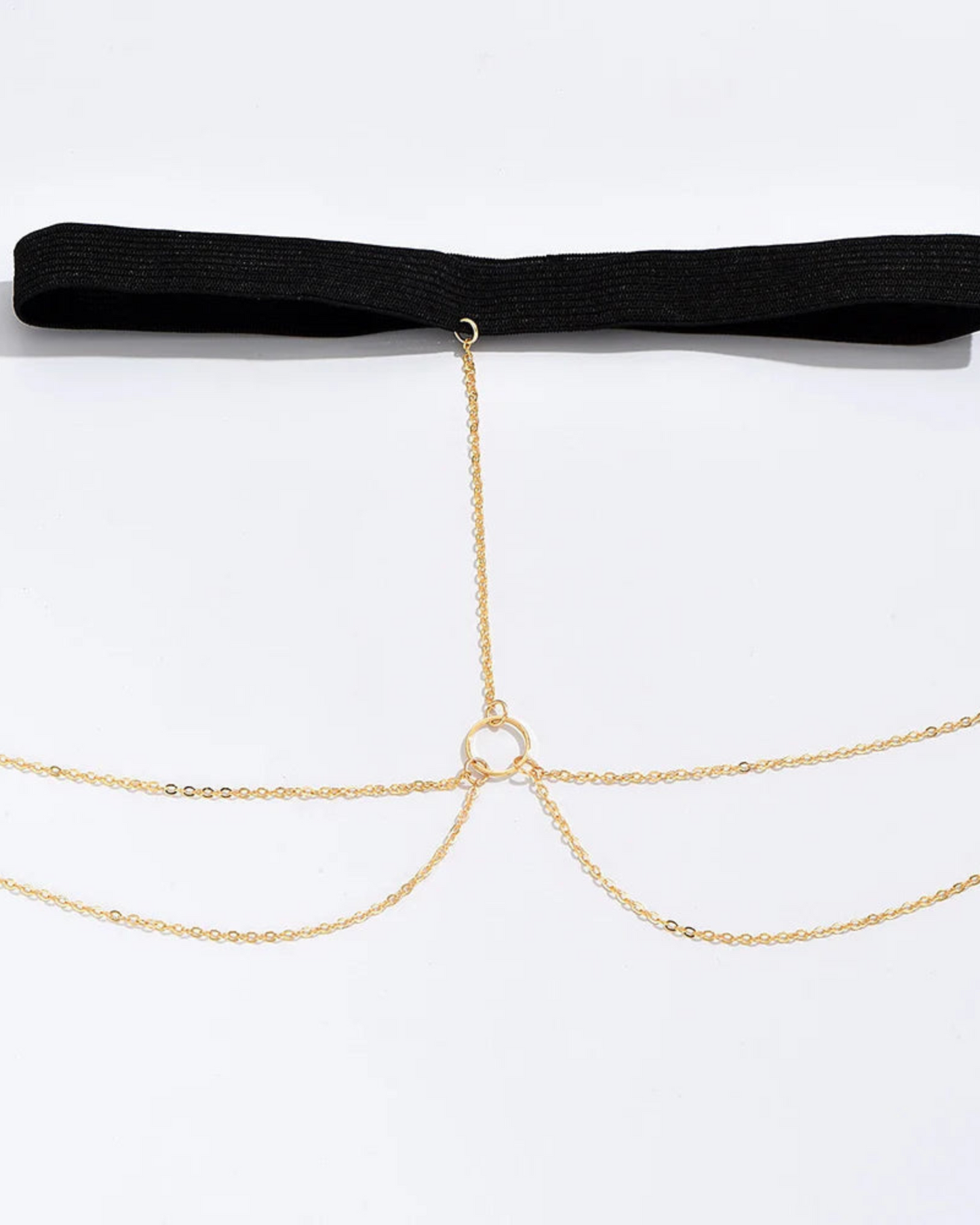 Zlatý řetízek na stehno s gumičkou