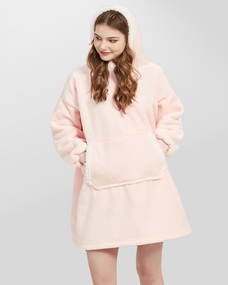 Teplá deková mikina s kapucí a kapsou