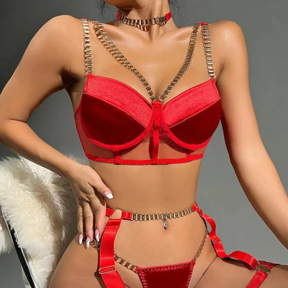 3dílná sada spodního prádla s řetízky