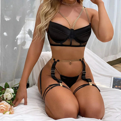 3dílná sada spodního prádla s řetízky