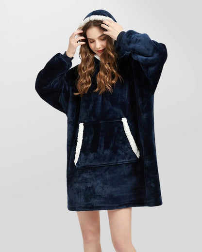 Teplá deková mikina s kapucí a kapsou