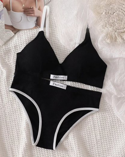 Pohodlná sada spodního prádla z žebrovaného materiálu