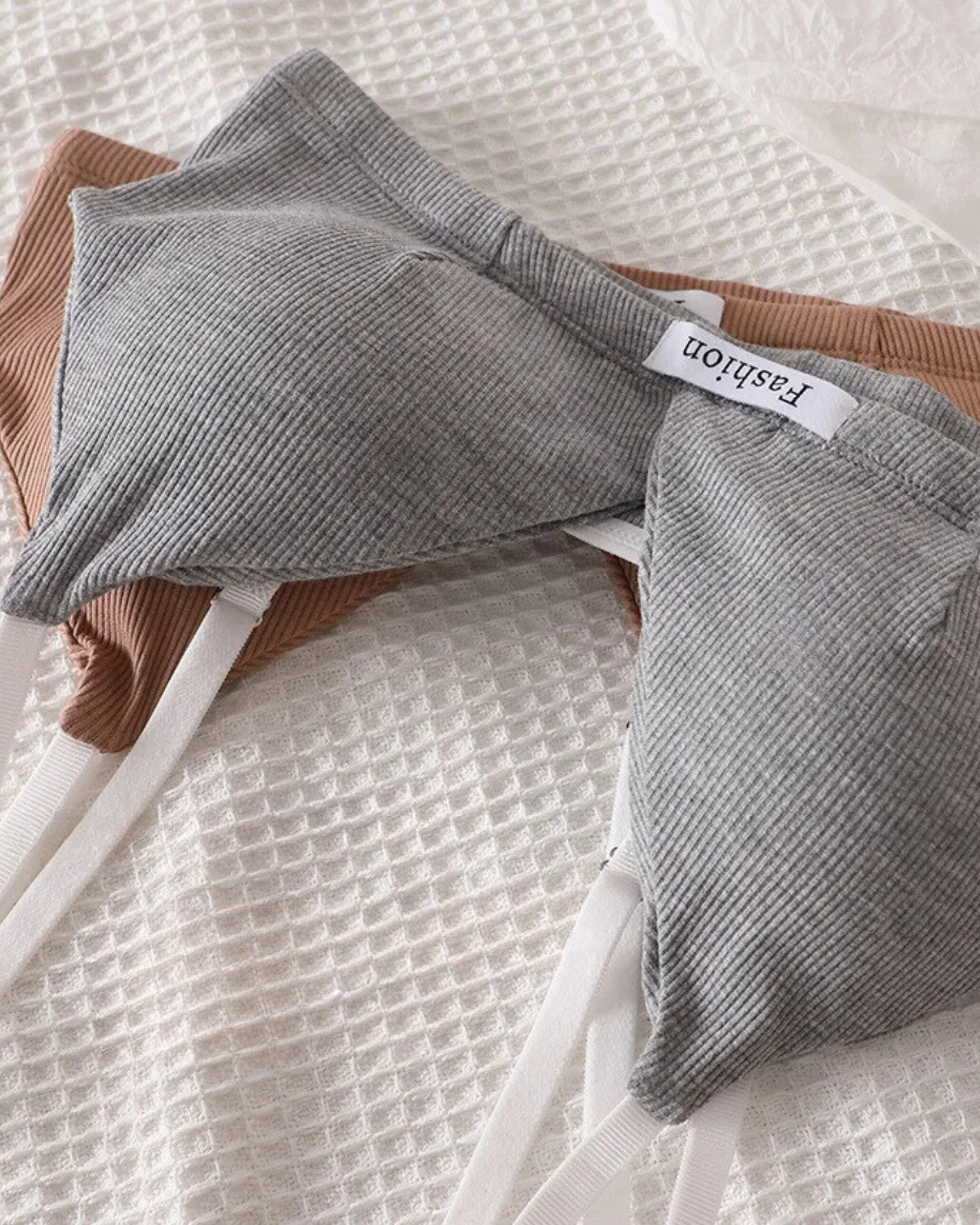 Pohodlná sada spodního prádla z žebrovaného materiálu