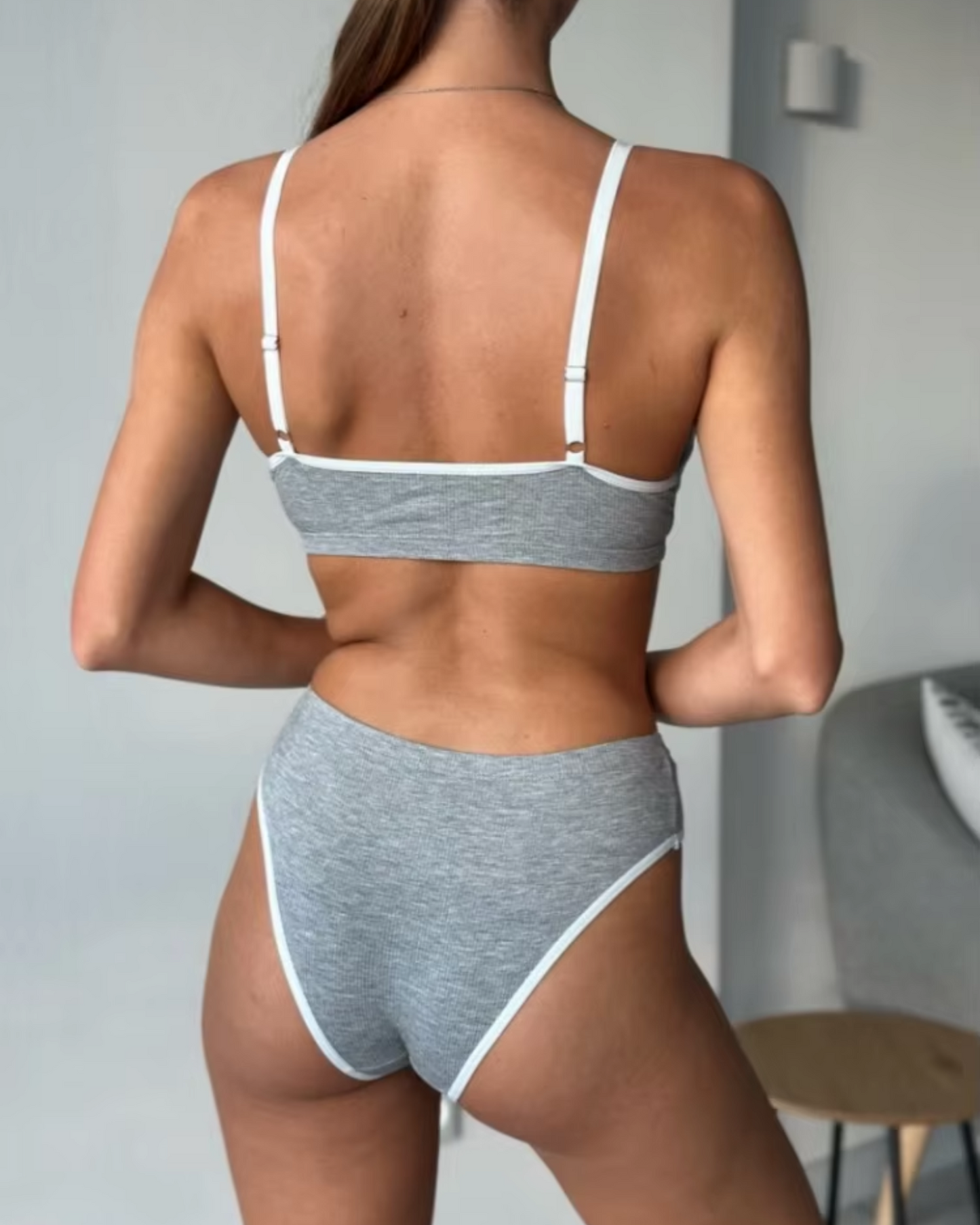 Pohodlná sada spodního prádla z žebrovaného materiálu