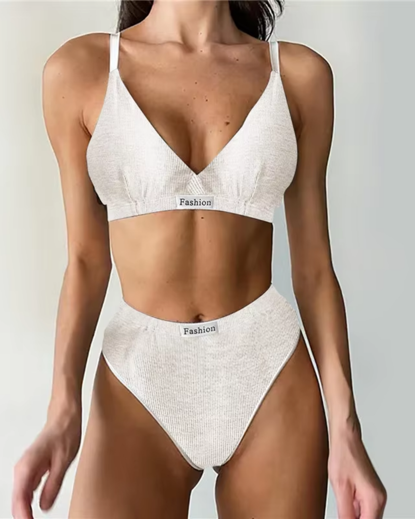 Pohodlná sada spodního prádla z žebrovaného materiálu