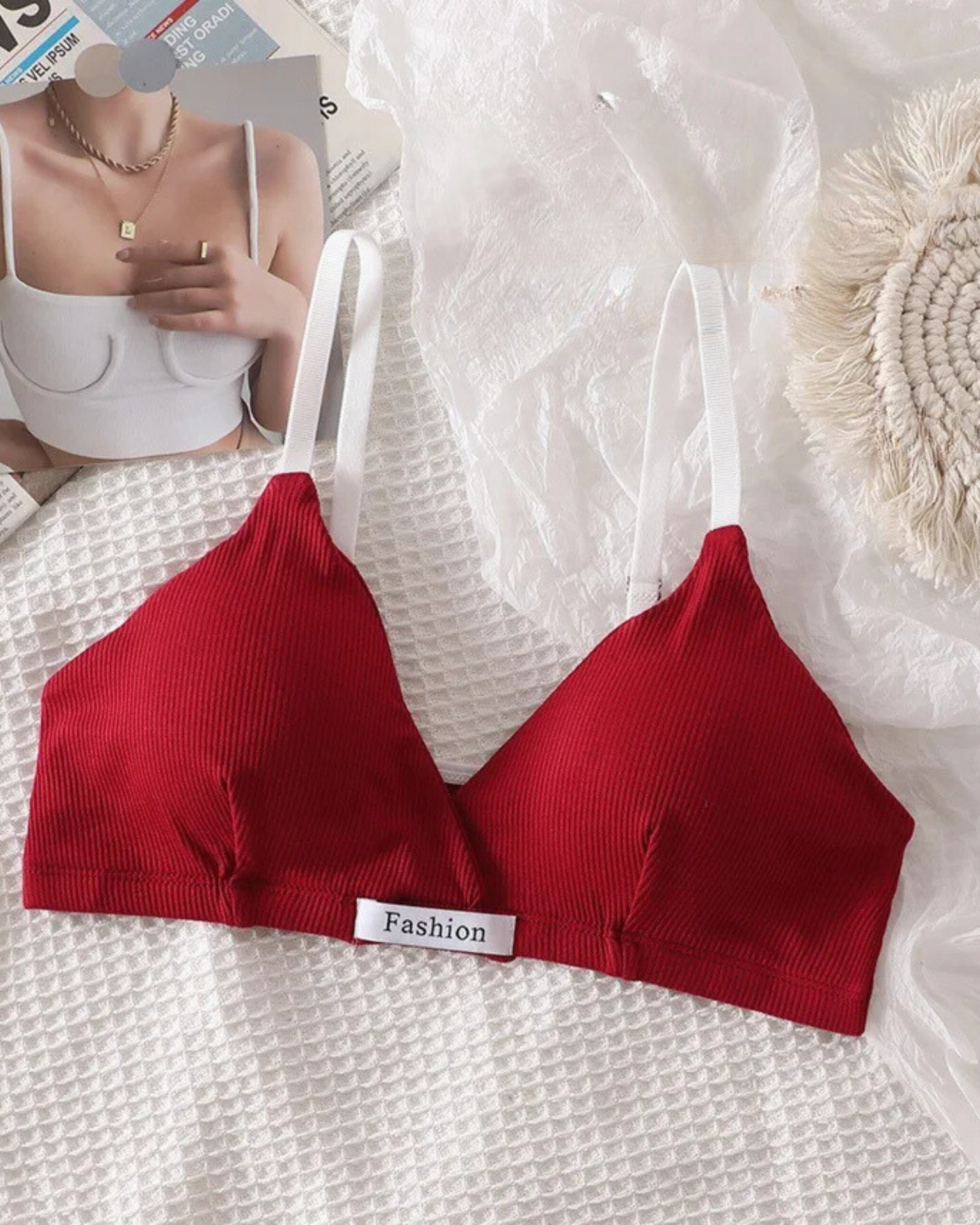 Pohodlná sada spodního prádla z žebrovaného materiálu