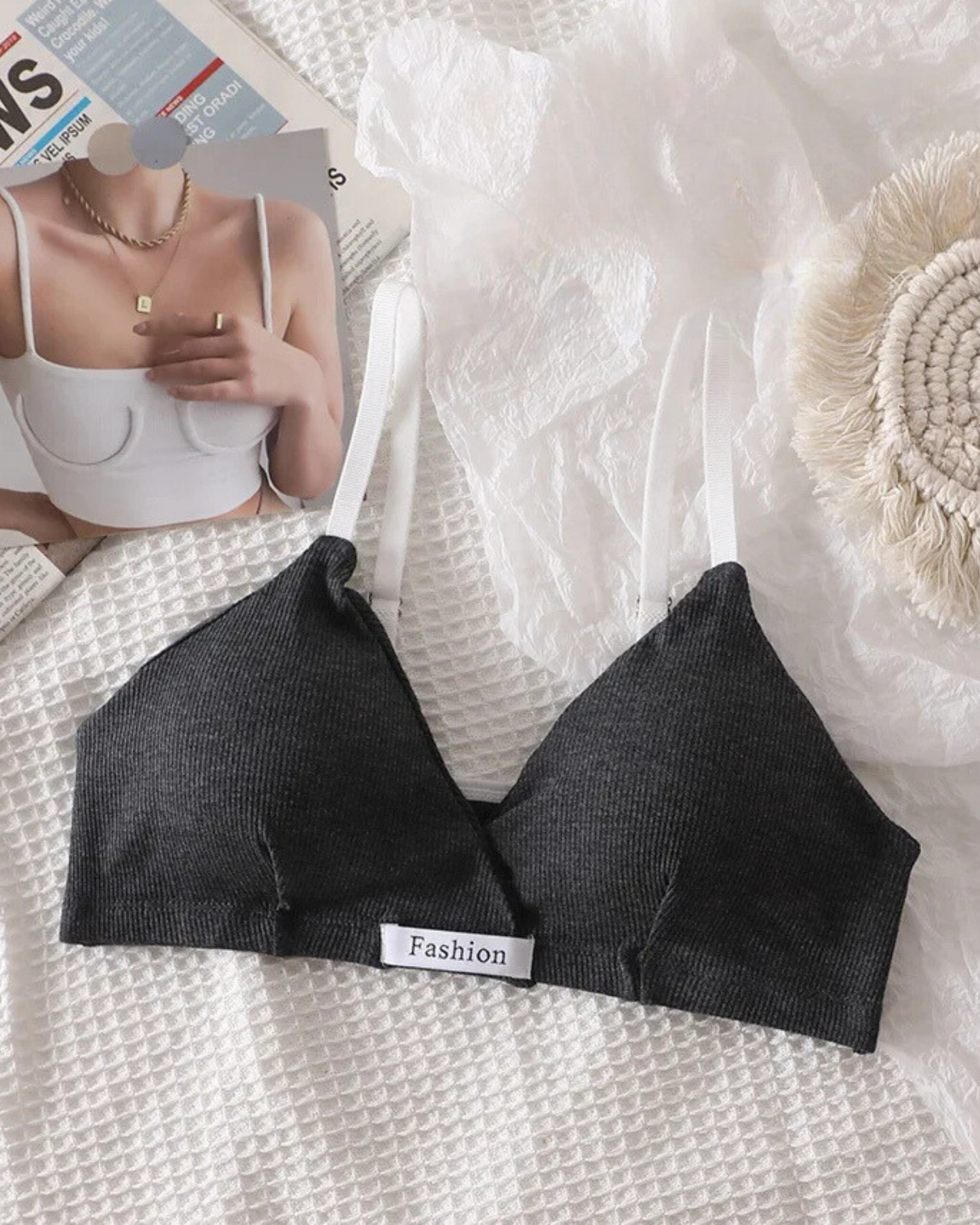 Pohodlná sada spodního prádla z žebrovaného materiálu