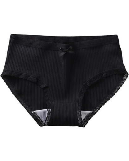 Pohodlné žebrované kalhotky s krajkou