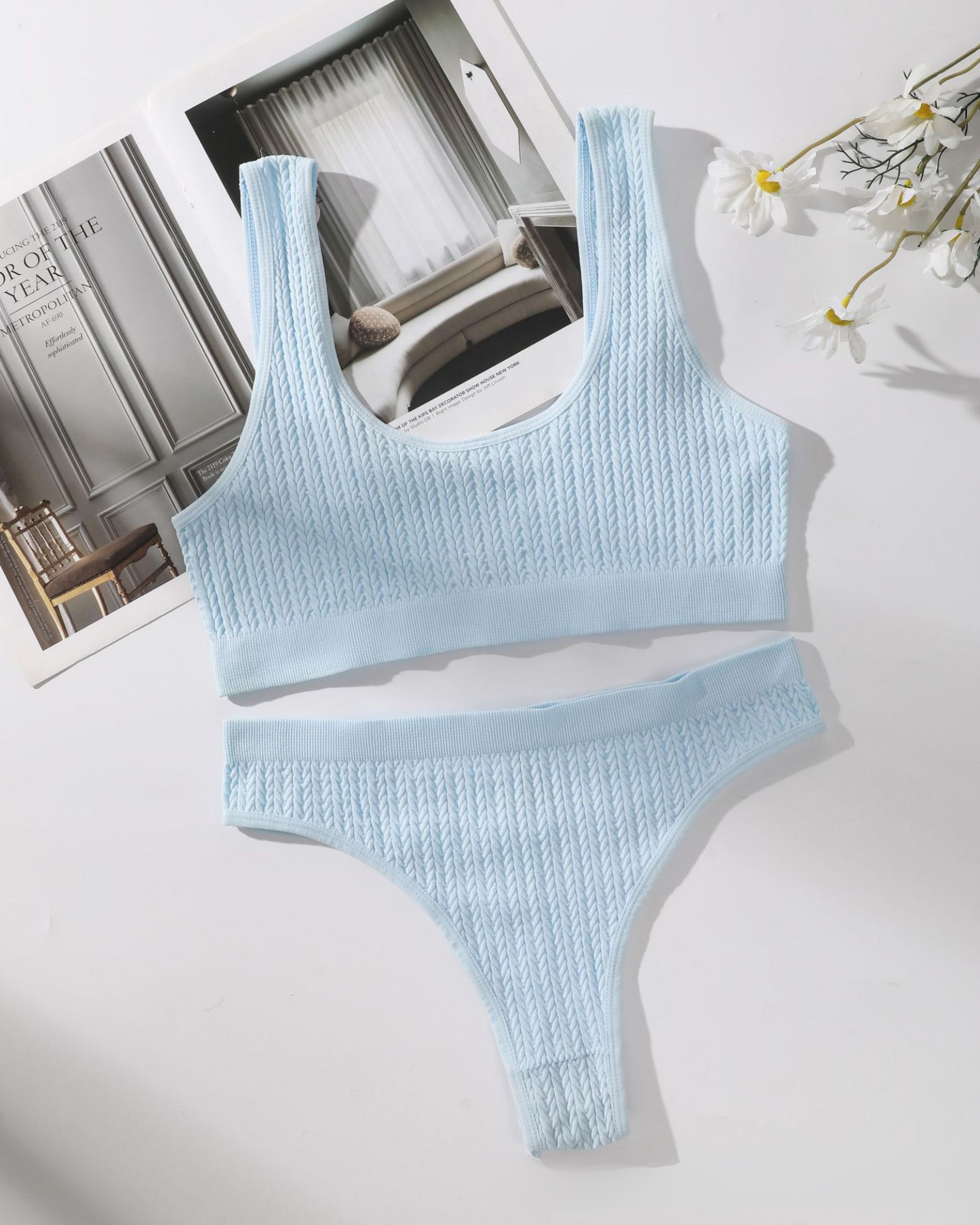 Pohodlná sada spodního prádla z texturovaného materiálu