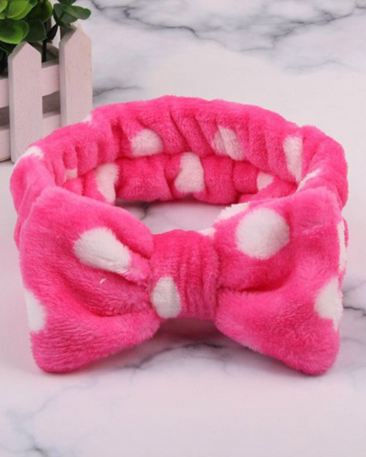 Nadýchaná čelenka s puntíkovanou mašlí