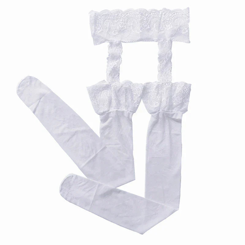 Dámské punčochy s krajkou a krajkovým páskem