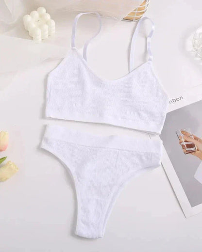 Pohodlná sada spodního prádla z žebrovaného materiálu