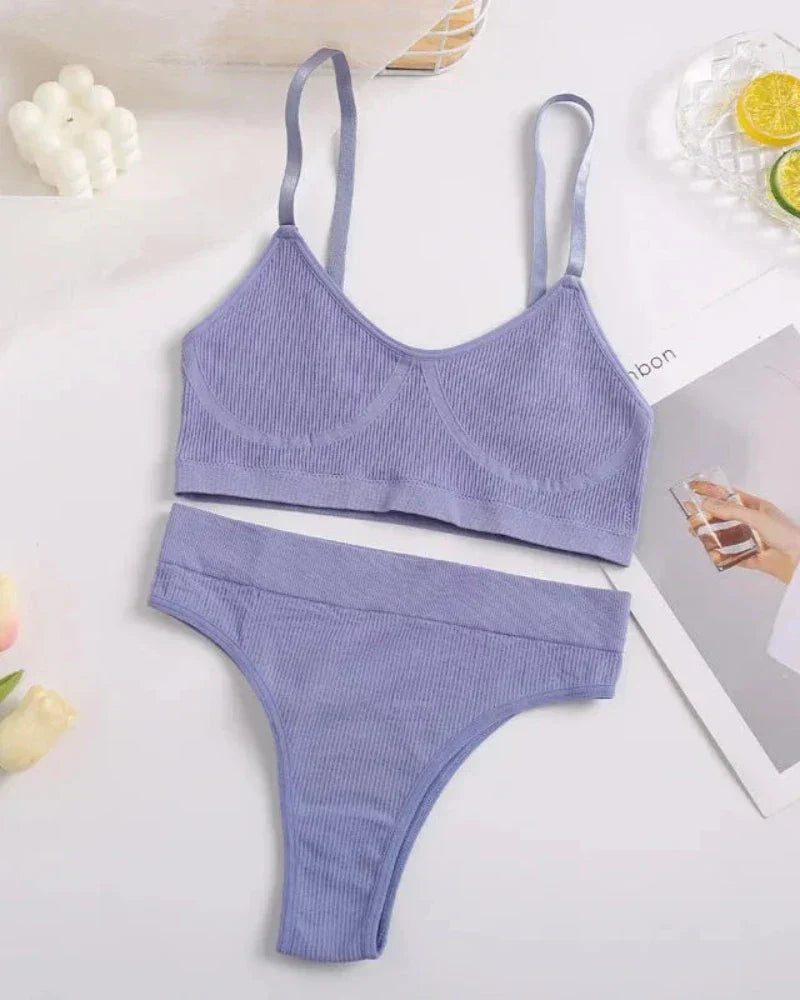 Pohodlná sada spodního prádla z žebrovaného materiálu