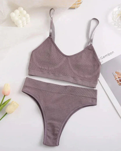 Pohodlná sada spodního prádla z žebrovaného materiálu