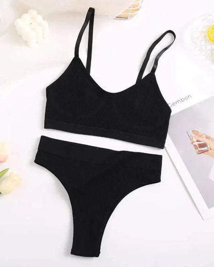 Pohodlná sada spodního prádla z žebrovaného materiálu