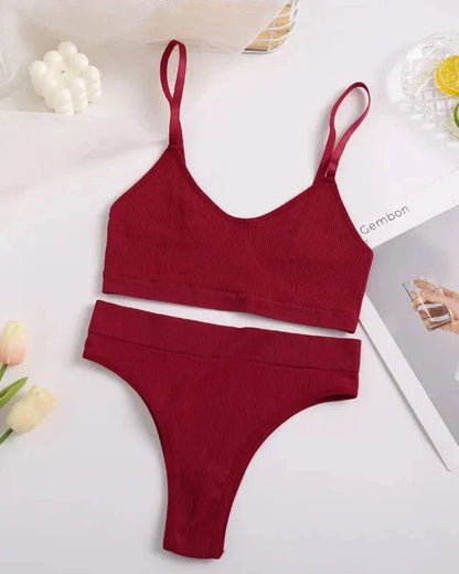 Pohodlná sada spodního prádla z žebrovaného materiálu