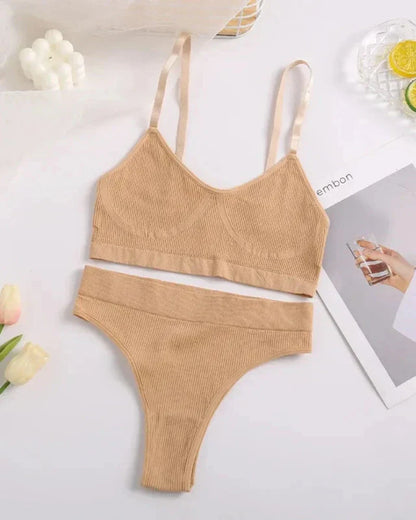 Pohodlná sada spodního prádla z žebrovaného materiálu