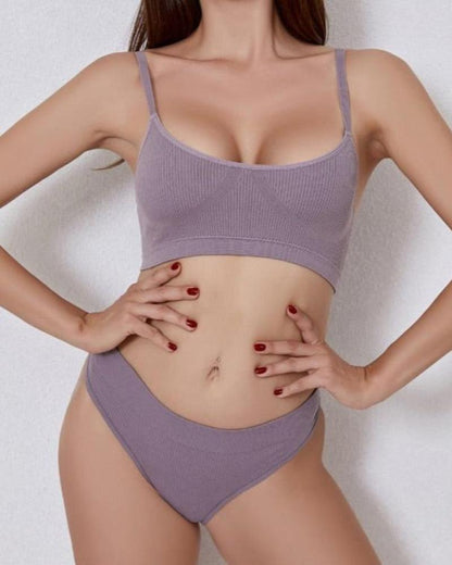 Pohodlná sada spodního prádla z žebrovaného materiálu