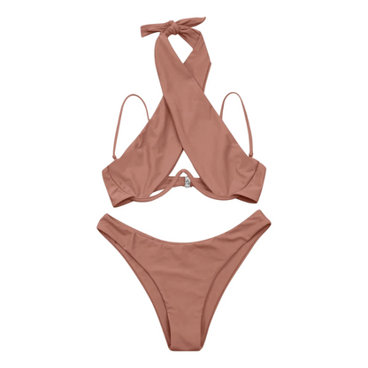 Dvoudílné bikiny s ramínky na krk