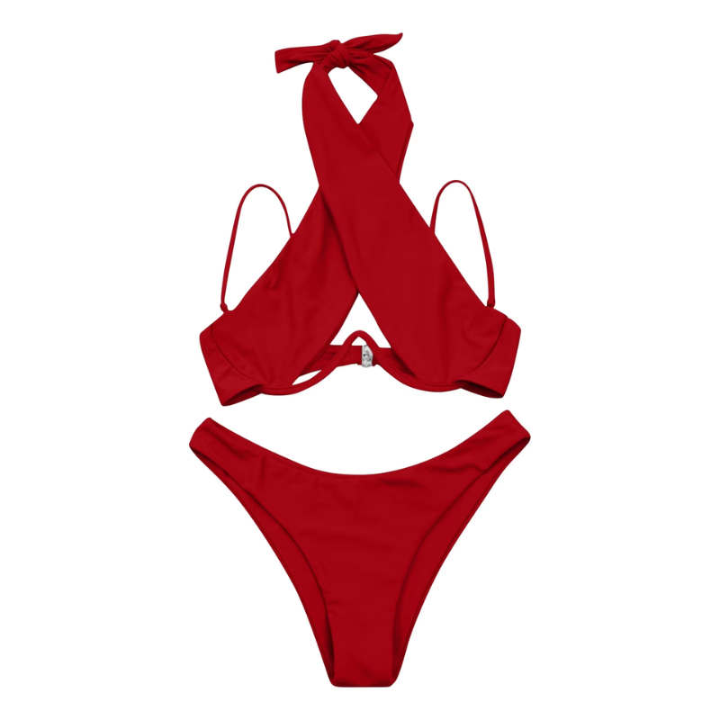 Dvoudílné bikiny s ramínky na krk