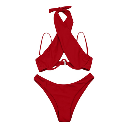 Dvoudílné bikiny s ramínky na krk