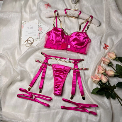 3dílná sada spodního prádla s řetízky