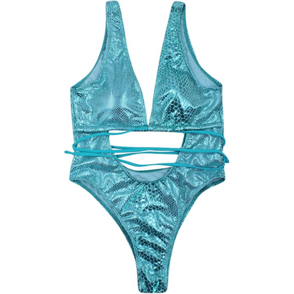 Jednodílné plavky Monokini s hadím potiskem