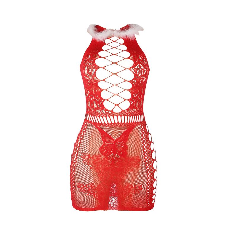 Vánoční bodystocking s výřezy