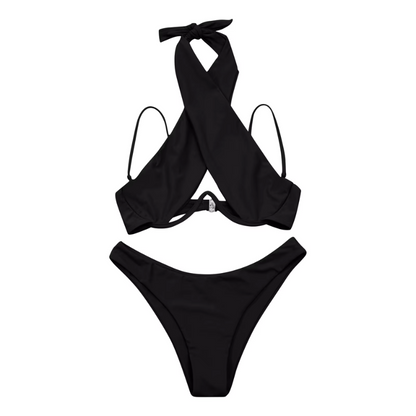 Dvoudílné bikiny s ramínky na krk