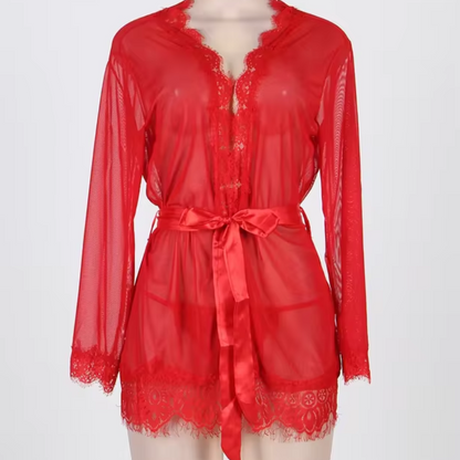 Krátký, průhledný župan s krajkou