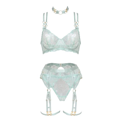 3dílná krajková spodní souprava s ramínky na stehnech