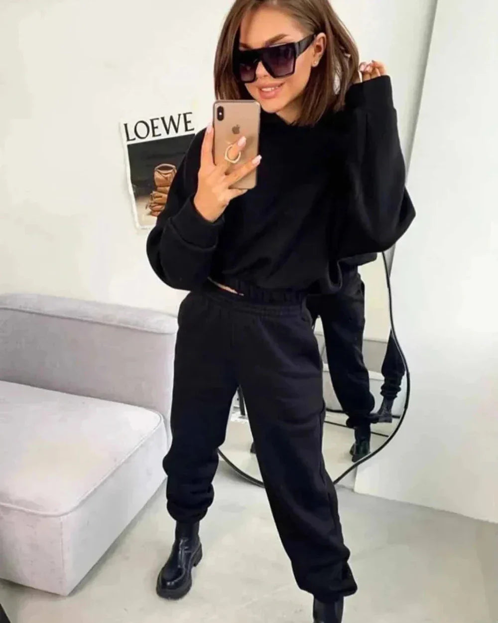 Pohodlná tepláková souprava s kapucí