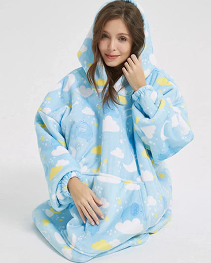 Nadýchaná oversize mikina s kapucí a kapsou