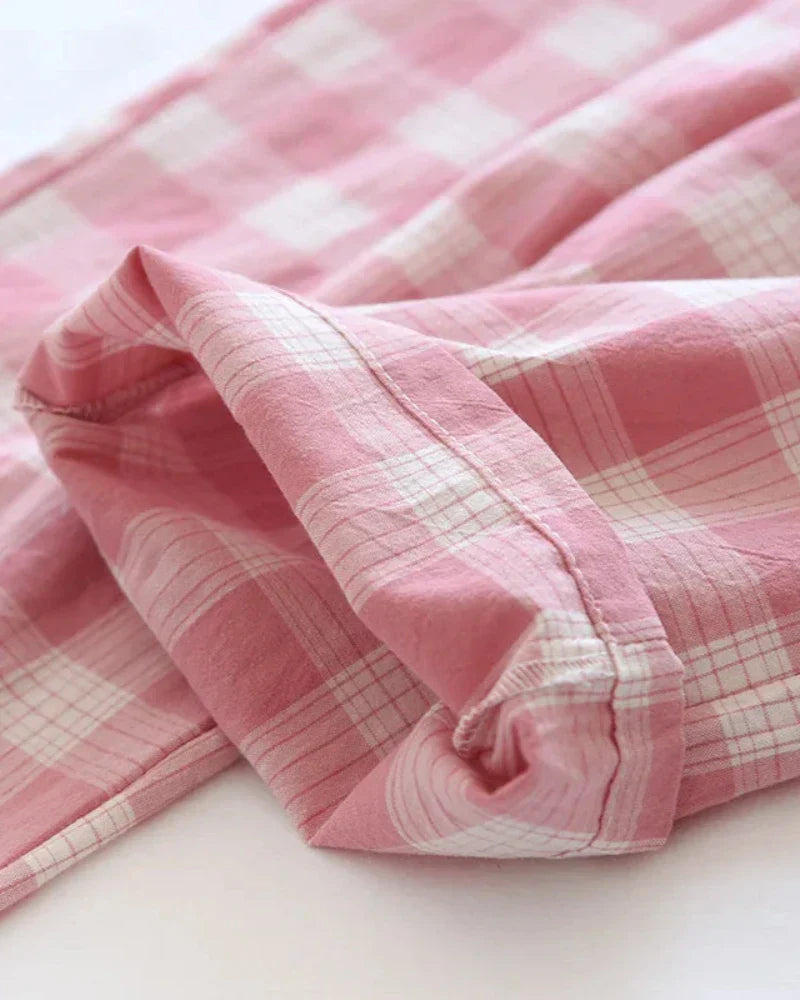 Pohodlné, volné, široké kostkované kalhoty