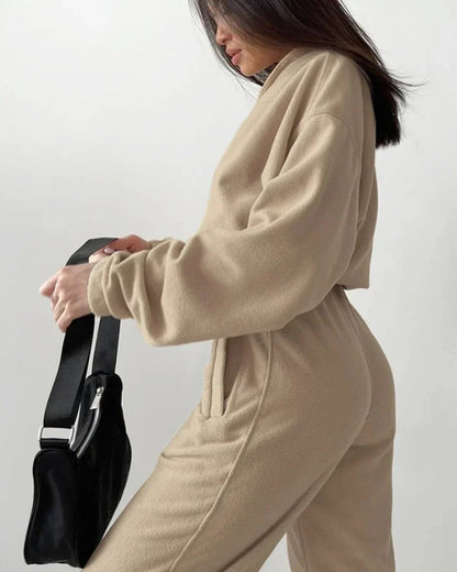 Flísová tepláková souprava se zapínáním na zip